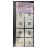 (SHEET OF 8) "UNCIRCULATED" ROOSEVELT DIMES-ASSORT