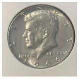 "1966" KENNEDY HALF DOLLAR (40% SILVER)