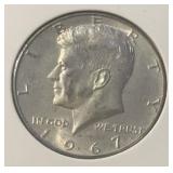 "1967" KENNEDY HALF DOLLAR (40% SILVER)