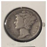 1931-D MERCURY DIME (90% SILVER) (G-6)