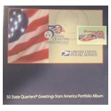 "STATEHOOD QUARTER & STAMP" ALBUM-CONTAINS (30)