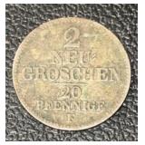 1856-F GERMANY (2-NEU-GROSCHEN) COIN