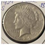 1924-S PEACE SILVER DOLLAR (90% SILVER) (FINE)