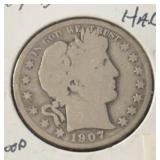 1907-D BARBER HALF DOLLAR (90% SILVER) (GOOD)