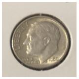 1960-D ROOSEVELT DIME (90% SILVER) (XF)