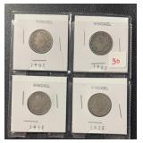 (4)LIBERTY V-NICKELS ***AVERAGE GOOD***