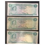 (3) "BAHAMAS" $1.00 PAPER CURRENCY NOTES-ASSORTED