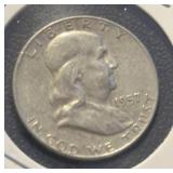 "1957" FRANKLIN HALF DOLLAR (90% SILVER)