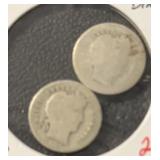 (1)1913 BARBER DIME(AG) & (1)1905 BARBER DIME(G)