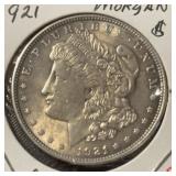 1921 MORGAN SILVER DOLAR (90% SILVER) (AU)