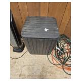 Plastic container with storage