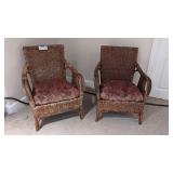2 wicker chairs, some wear