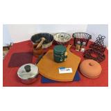 Bundt pans, Revereware pan, pizza board,