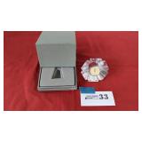 Orrefors Crystal desk clock w/original box