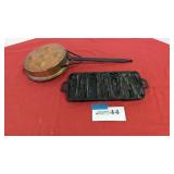 Copper and metal pan, Cast iron corn muffin pan