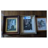 3 pictures - 13x15', antique walnut frame,