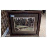 Golf print, signed with beautiful frame 33x38'