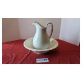 Ironstone pitcher and bowl, 11-1/2' tall