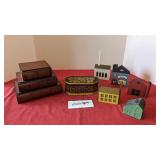 3 drawer wooden box w/drawers, small wooden