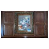 Antique frame floral picture 27x30'