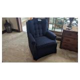 Smith Brothers Blue upholstered swivel rocker