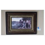 Antique picture frame w/ country scene 30x22'