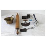 Double barrel  cherry pitter, rolling pin,