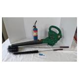 Torch, dryer vent brush,  leaf blower