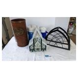 Umbrella stand, birdhouse, wine bottle holder