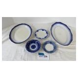 Flo blue dishes, some marked England