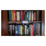 2 shelves of books, James Dean, Dillinger,
