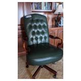 Leather office chair with wood arms
