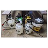 5 sprayers, new bucket of floor leveling compound