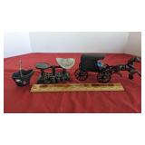 Iron buggy, scale, coal bucket