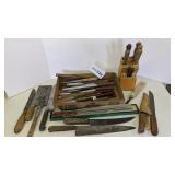 Approx. 45 asst. knives and block