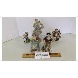 2 Occupied Japan figurines, 3 other pcs.