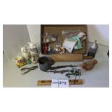 Misc. toys, rolling pin, wood duck