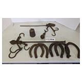 Steel scales, horse shoes