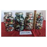 4 fruit jars of asst. buttons