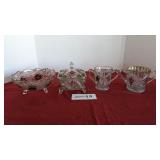 Gold rim pressed glass (4 pcs)