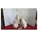 2 Bob Hayden wood carved rabbits