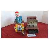 Jack in box, Tom Thumb cash register, top