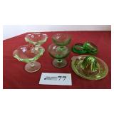Green depression glass, glows under UV light