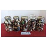 5 jars buttons
