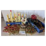 2 boxes Christmas, lights, beads, etc.