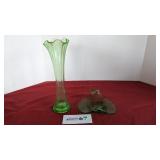 Dolphin double handled & 11-1/2' tall vase, glow