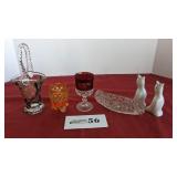 Glass basket, 1903 Marion IN, pie birds