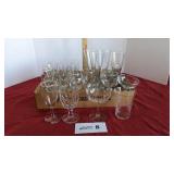 25 asst. glassware, wine, beer, juice