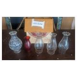 14 oil lamp chimneys, assorted