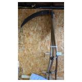 3 wood handle mowing scythes